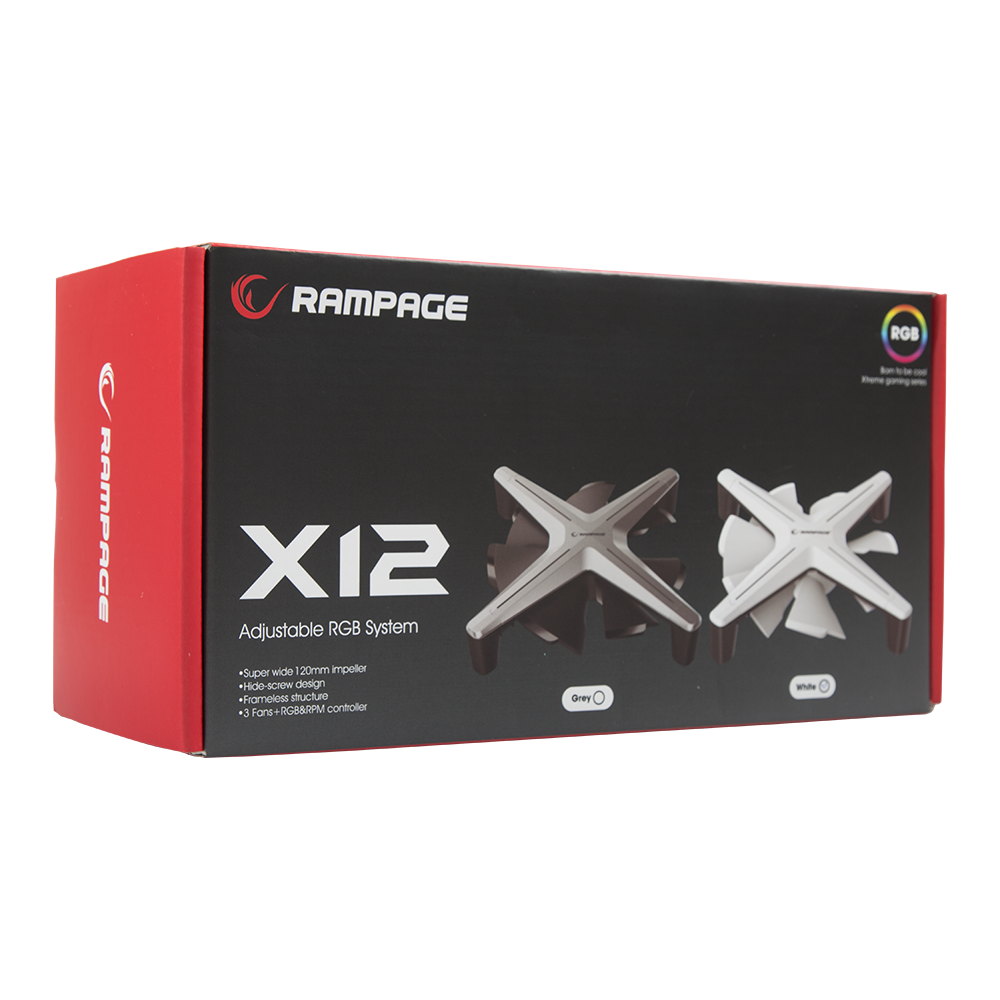 X12 RGB KIT Siyah RGB 1200RPM Gaming Oyuncu Kasa Fan Kiti - Rampage