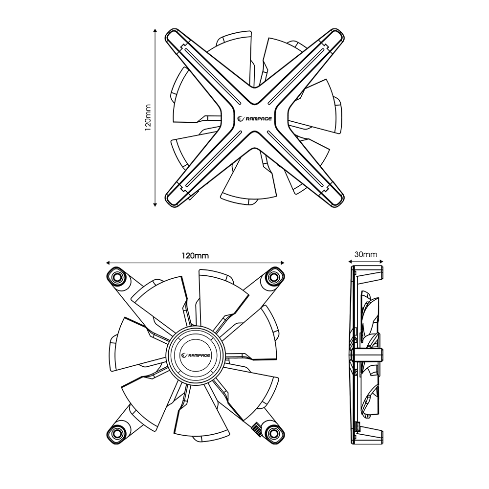 X12 RGB KIT RGB 1200rpm Beyaz Gaming Oyuncu Kasa Fan Kiti - Rampage