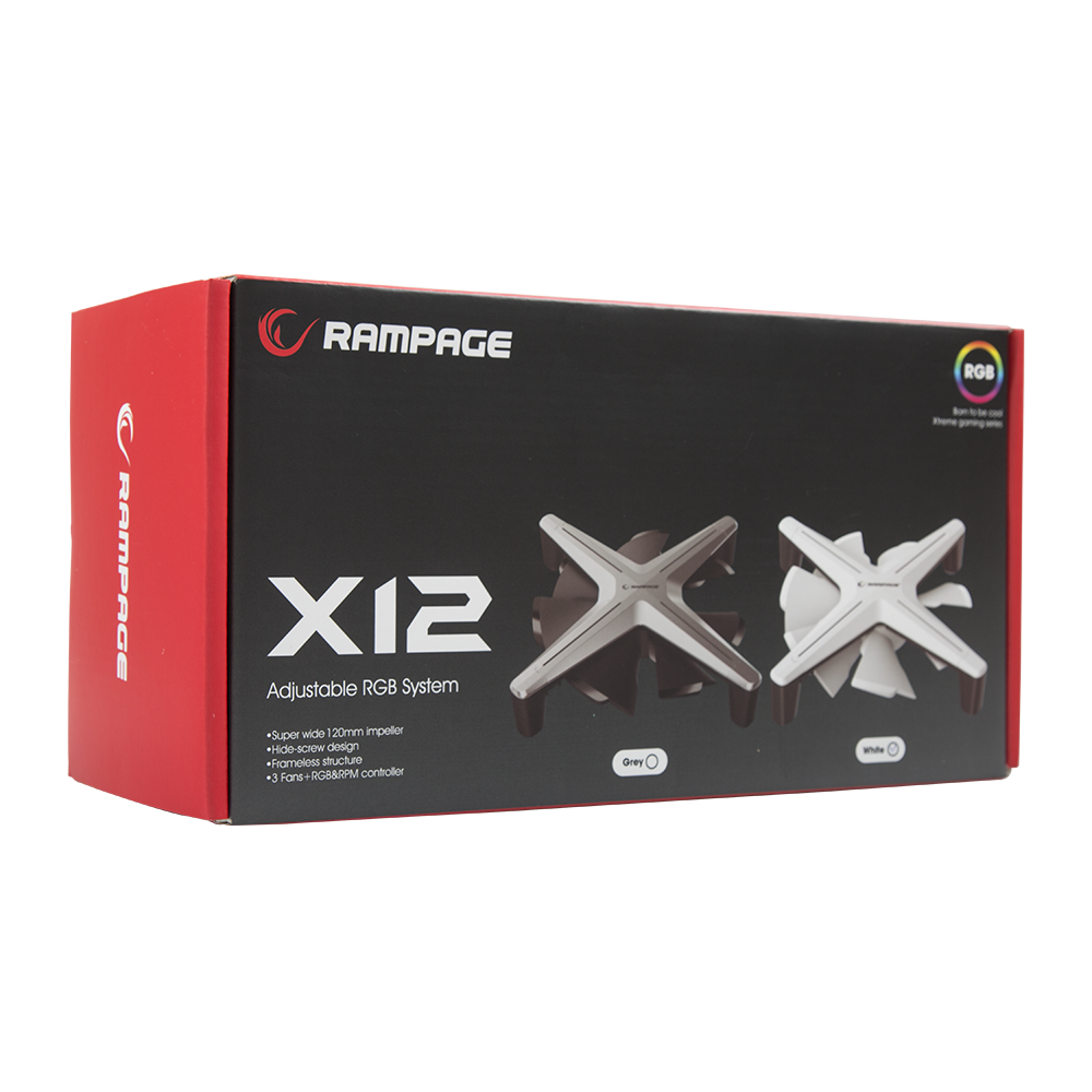 X12 RGB KIT RGB 1200rpm Beyaz Gaming Oyuncu Kasa Fan Kiti - Rampage