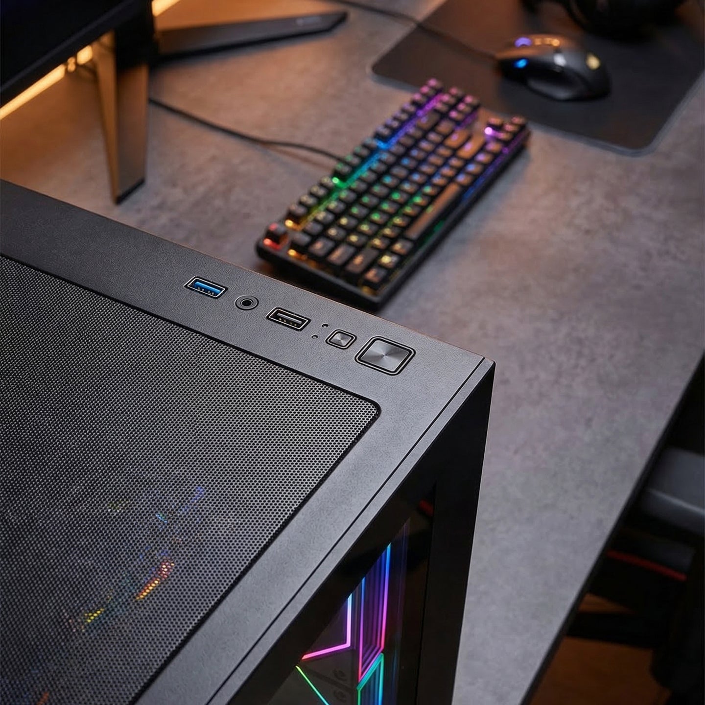 ARES V2 Temperli Camlı Siyah 7*12cm ARGB Pwm Fan + Kumanda ATX Mid-T Gaming Oyuncu Kasası