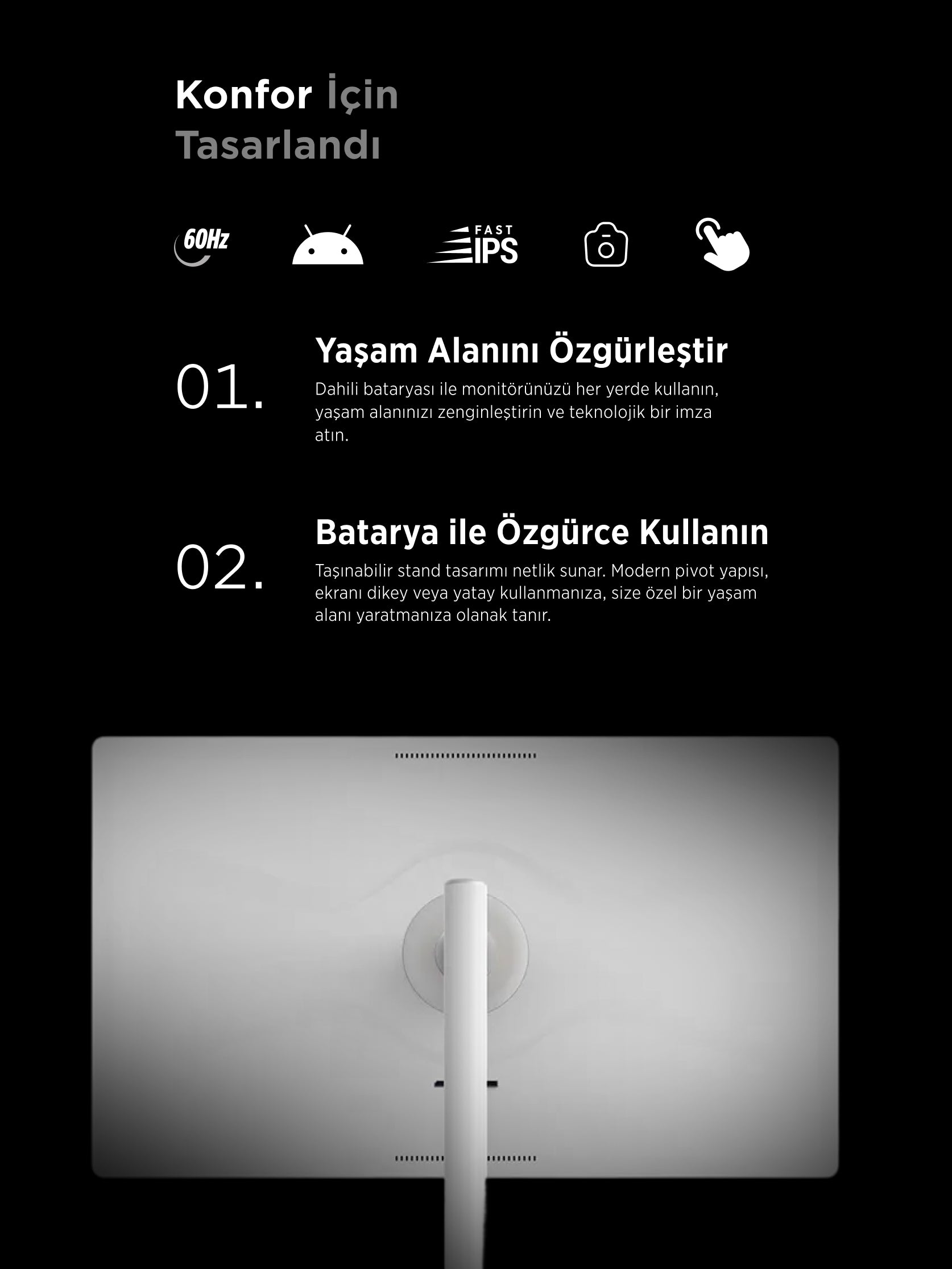 Rampage LD32FH8183MT 32'' 80 Ekran FHD IPS Android 13.0 Dokunmatik Smart Taşınabilir Monitör