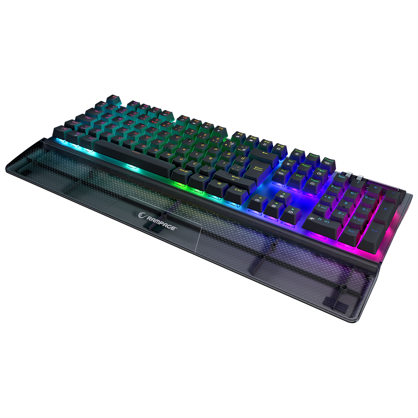 Carbon Siyah RGB Q Bilek Destekli Blue Switch Gaming Oyuncu Klavyesi - Rampage