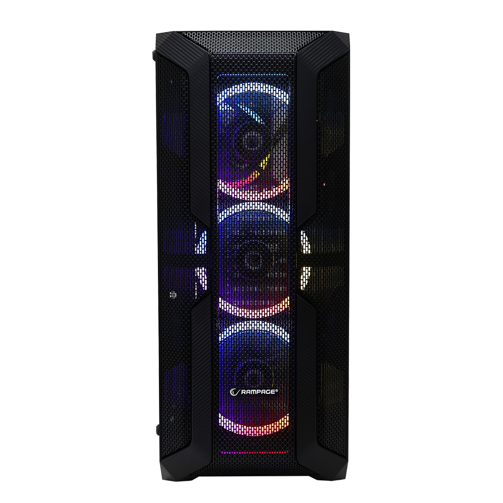 REACTION 600W 80+ BRONZE Temperli Camlı 4*Rainbow Fanlı Gaming Oyuncu Kasası - Rampage