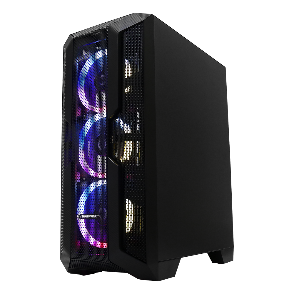 REACTION 600W 80+ BRONZE Temperli Camlı 4*Rainbow Fanlı Gaming Oyuncu Kasası - Rampage