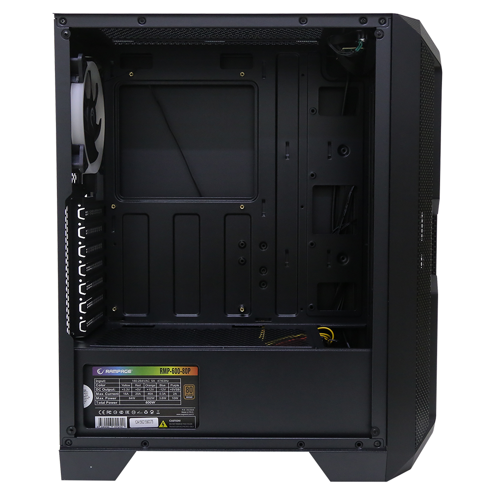 REACTION 600W 80+ BRONZE Temperli Camlı 4*Rainbow Fanlı Gaming Oyuncu Kasası - Rampage