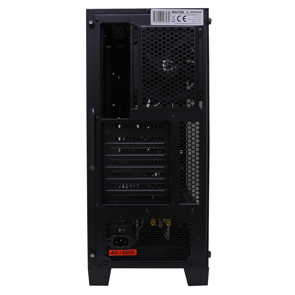 REACTION 600W 80+ BRONZE Temperli Camlı 4*Rainbow Fanlı Gaming Oyuncu Kasası - Rampage