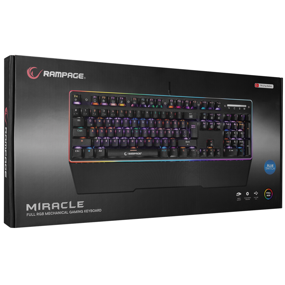 RMK-X1 MIRACLE USB Full RGB Aydınlatmalı Q Jixian Blue Switch Gaming Oyuncu Mekanik Klavye - Rampage