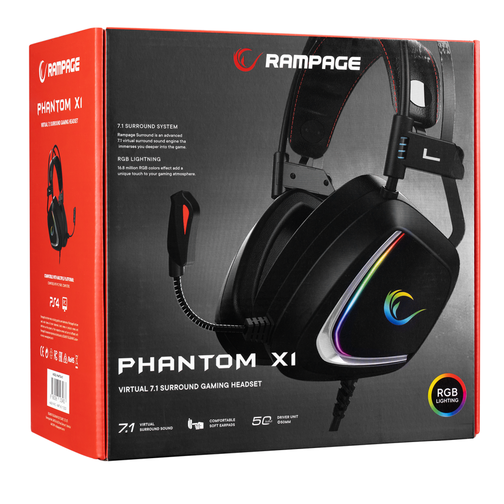PHANTOM X1 RGB 7.1 Oyuncu Kulaklığı - Rampage