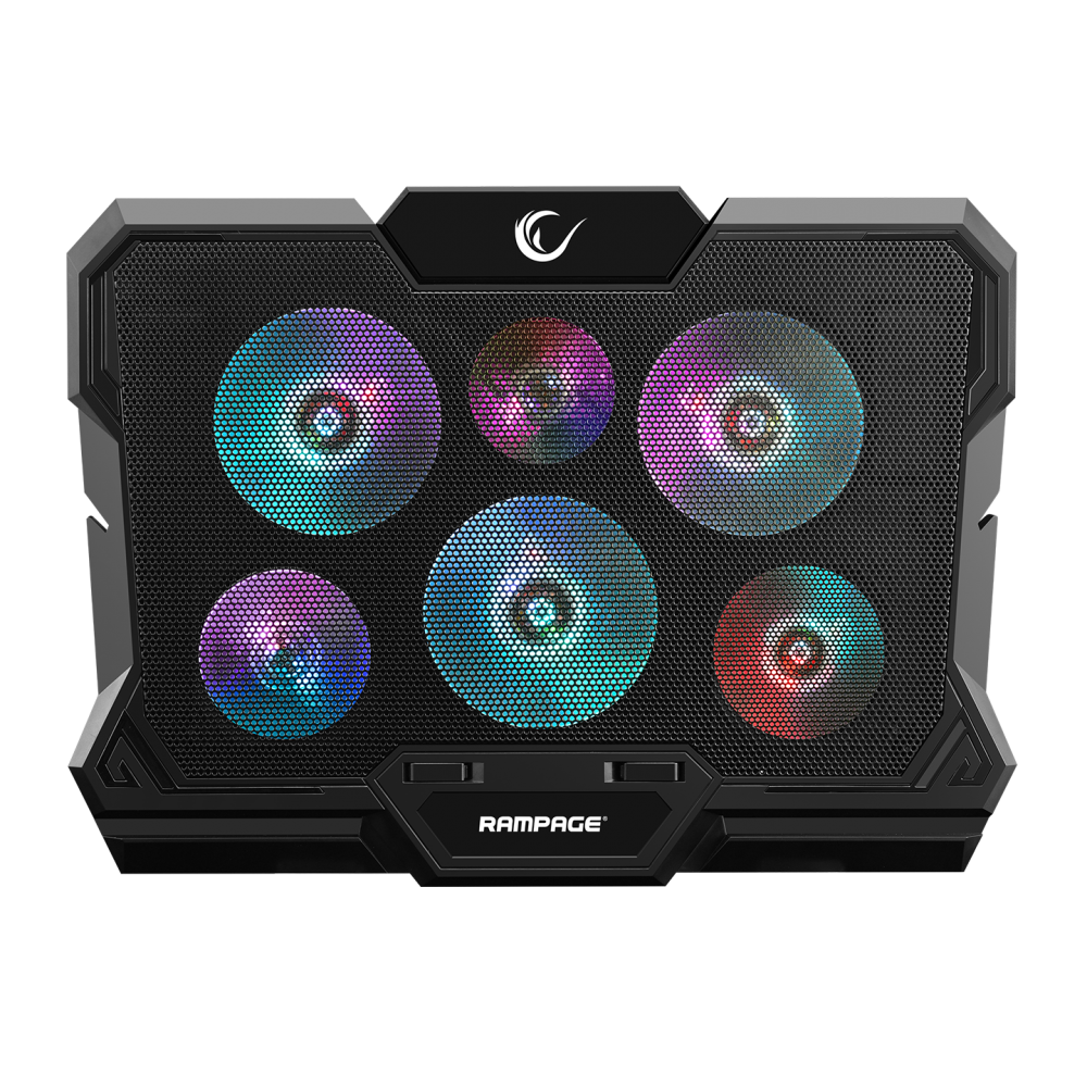 AD-RC10 X-GUST Siyah 6 Fanlı Rainbow 10 - 17 inç Notebook Soğutucu Stand - Rampage