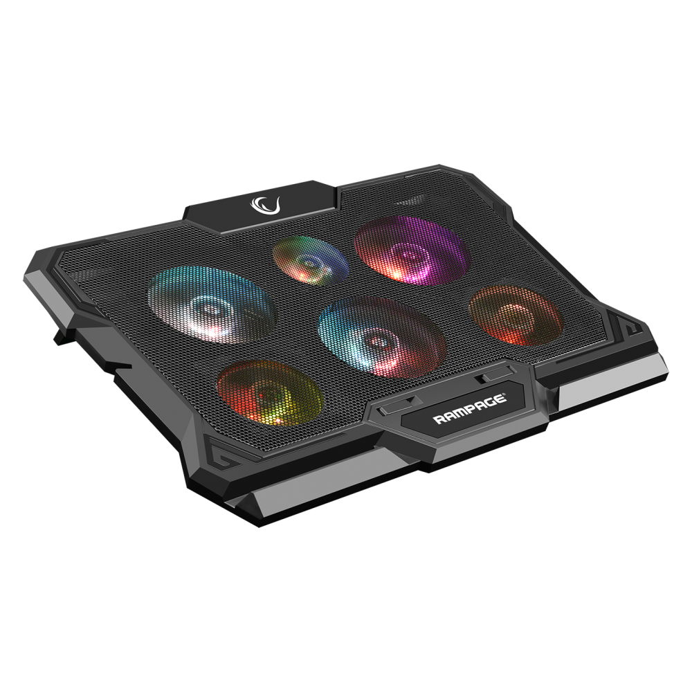 AD-RC10 X-GUST Siyah 6 Fanlı Rainbow 10 - 17 inç Notebook Soğutucu Stand - Rampage