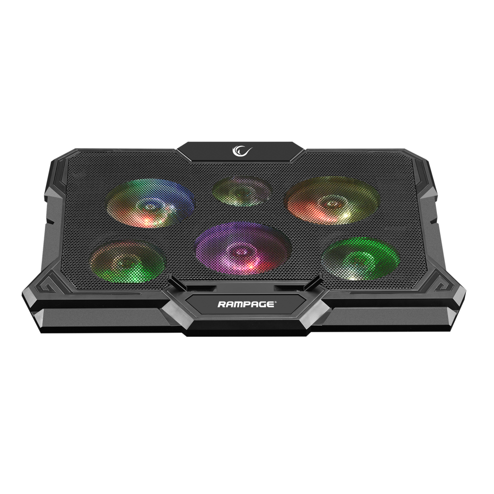 AD-RC10 X-GUST Siyah 6 Fanlı Rainbow 10 - 17 inç Notebook Soğutucu Stand - Rampage