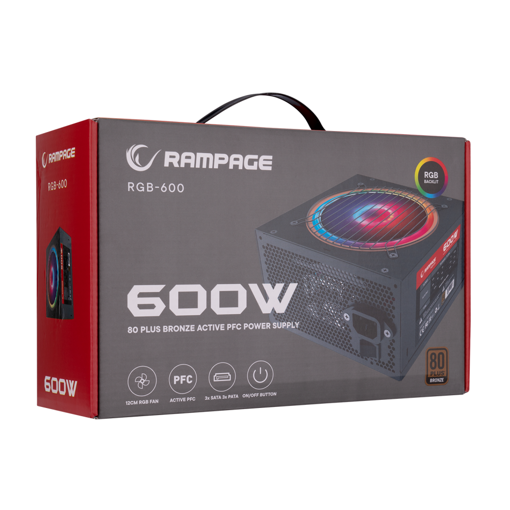 RGB-600 600W 80 Plus Bronze Aktif PFC 12cm RGB Fanlı Power Supply - Rampage