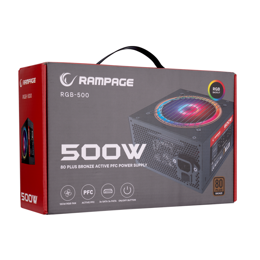 RGB-500 500W 80 Plus Bronze 12cm RGB Fanlı Power Supply - Rampage