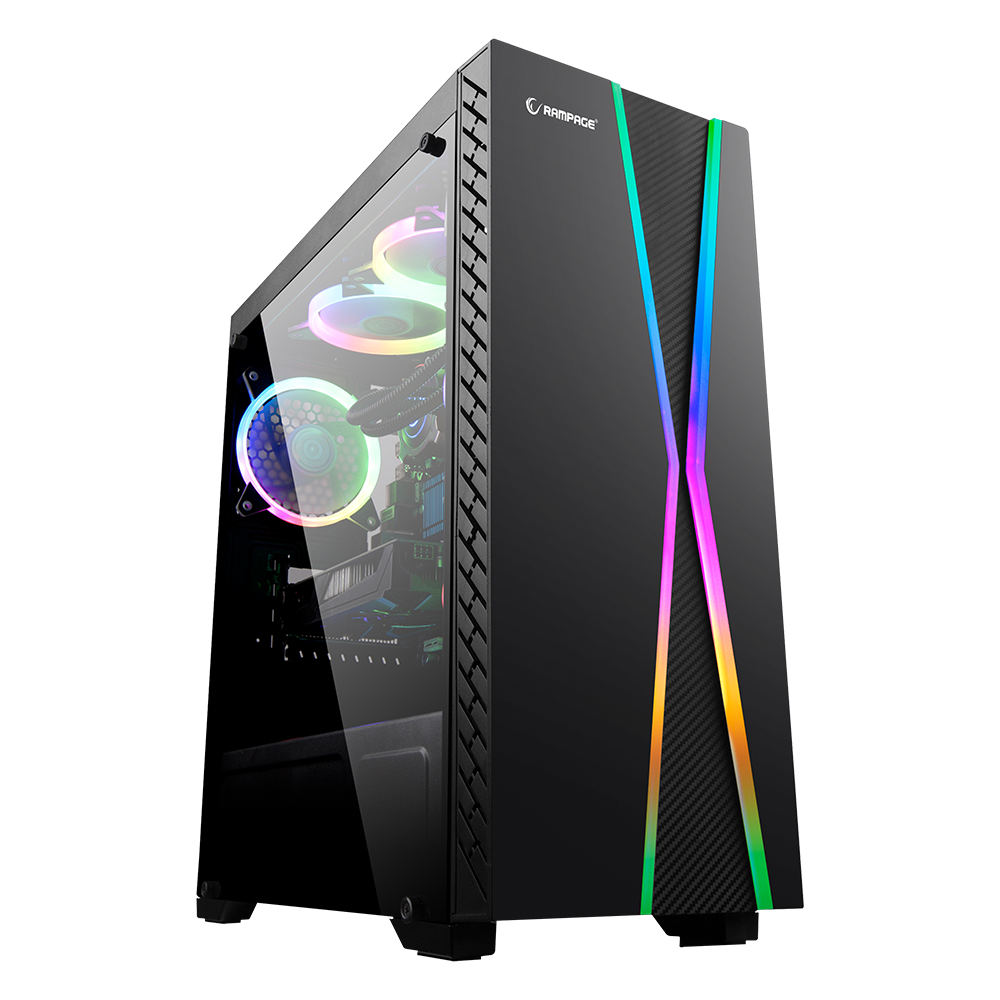 X-MAX 1*120mm Fan Tempered Camlı Gaming Oyuncu Kasası - Rampage