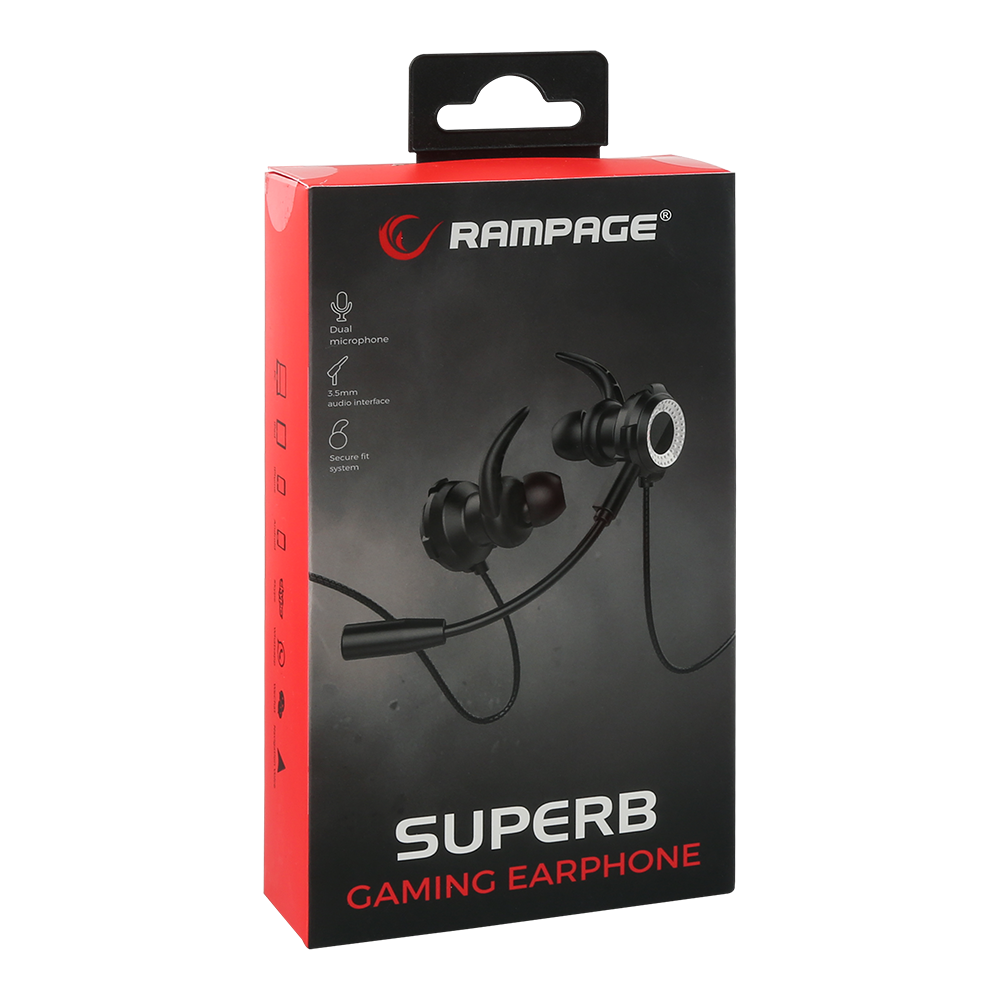 RM-K21 SUPERB 3.5mm Kulak İçi Oyuncu Kulaklığı - Siyah - Rampage