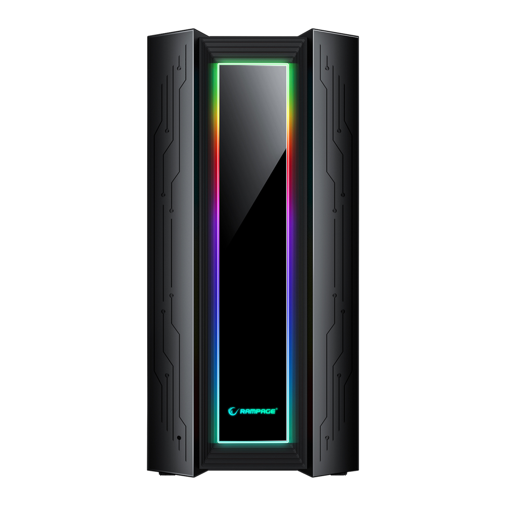 GRAND 600W 80 Plus Bronze Temper Camlı 14cm RGB Fan+Led Şeritli Gaming Oyuncu Kasası - Rampage