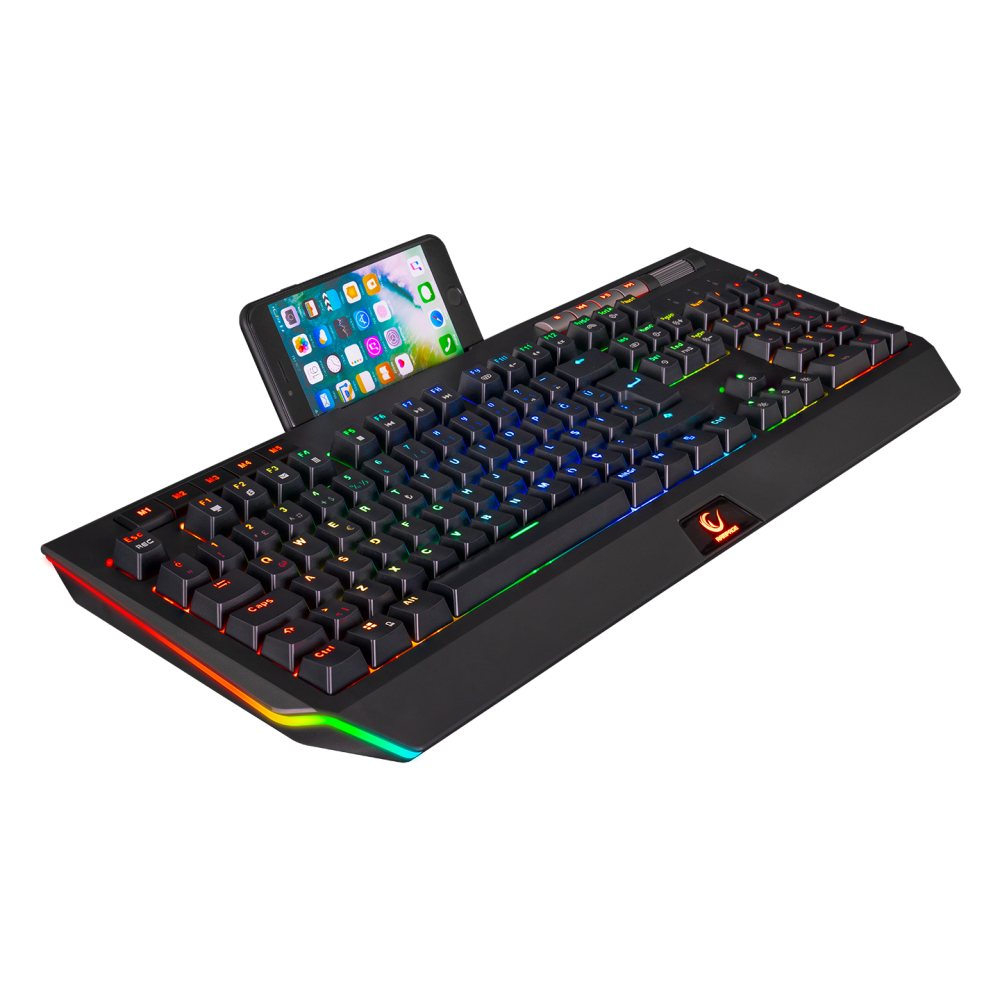 KB-R105 EXHERO Full RGB Ledli Outemu Blue Switch 5 Makro Tuşlu Standlı Türkçe Gaming Oyuncu Klavyesi