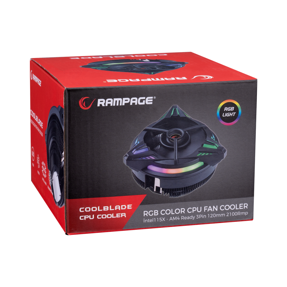 RM-C03 COOLBLADE Rainbow 43CFM 80mm Fan Intel LGA1700/AMD AM5 Uyumlu Hava Soğutmalı CPU Fan - Rampage