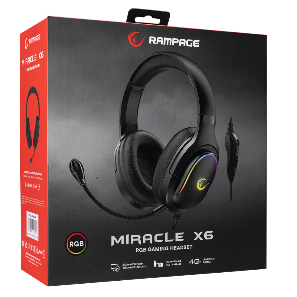 MIRACLE X6 RGB 3.5mm Oyuncu Kulaklığı - Rampage