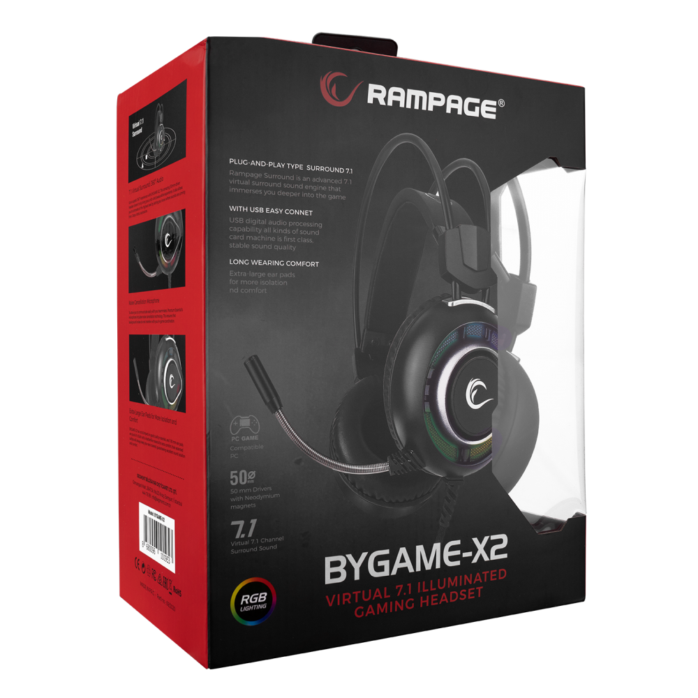 BYGAME-X2 RGB 7.1 Oyuncu Kulaklığı - Rampage