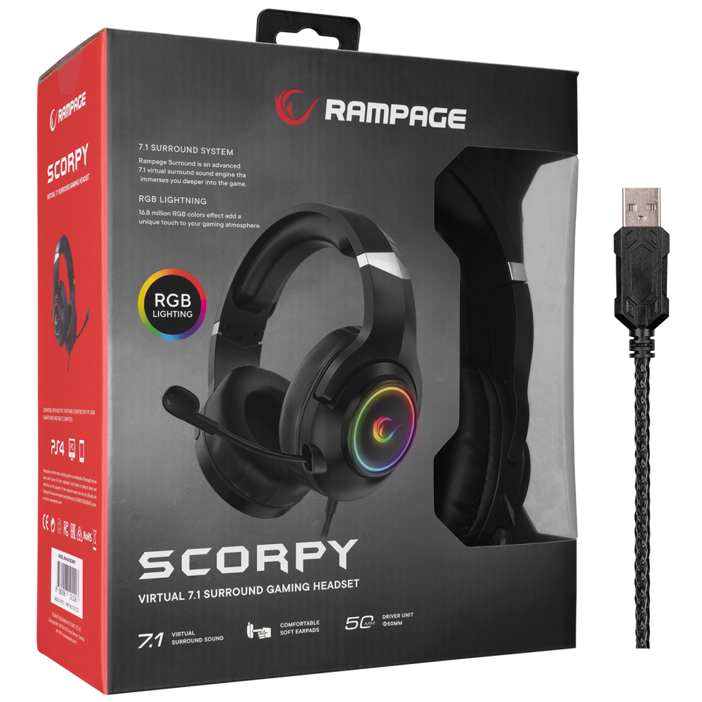 RM-K68 SCORPY RGB 7.1 Oyuncu Kulaklığı - Rampage