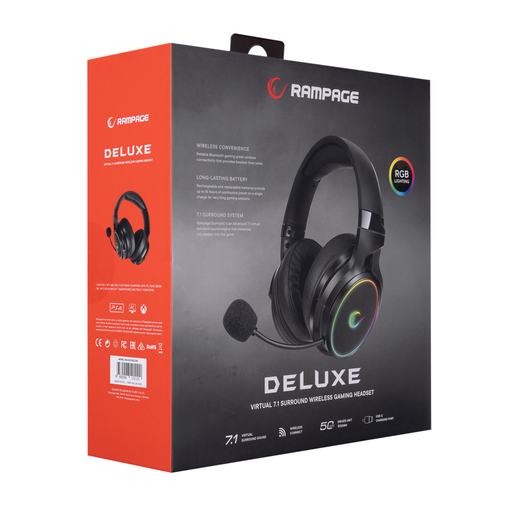 RM-K81 DELUXE RGB 7.1 Kablosuz Oyuncu Kulaklığı - Rampage