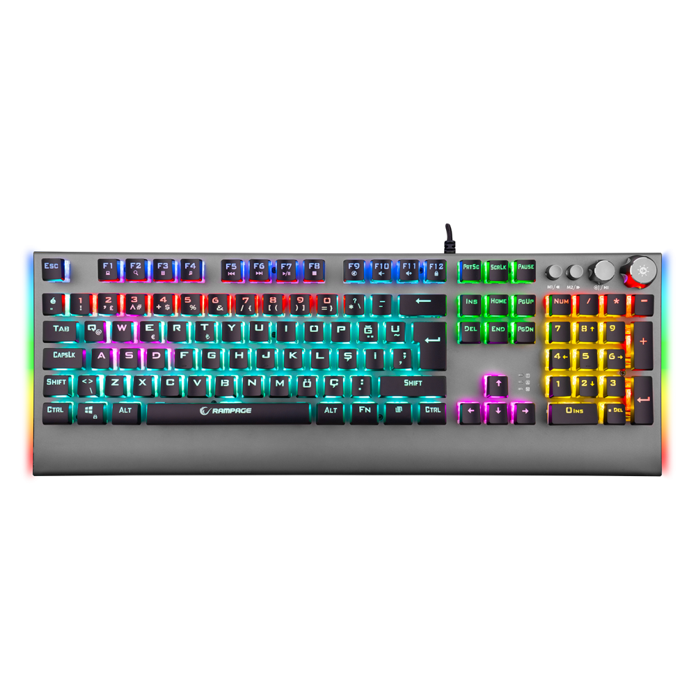 KB-R210 FAVORY Rainbow Aydınlatmalı Kristal Blue Switch Mekanik Gaming Oyuncu Klavyesi - Rampage