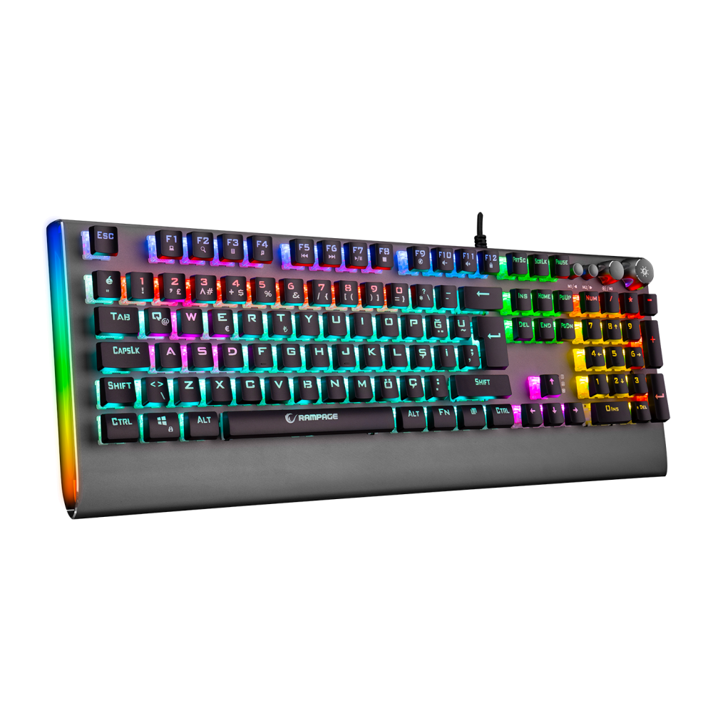 KB-R210 FAVORY Rainbow Aydınlatmalı Kristal Blue Switch Mekanik Gaming Oyuncu Klavyesi - Rampage