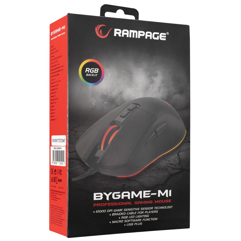 BYGAME-M1 Full RGB Işıklı 10000dpi 7 Tuşlu Profesyonel Gaming Oyuncu Mouse - Rampage