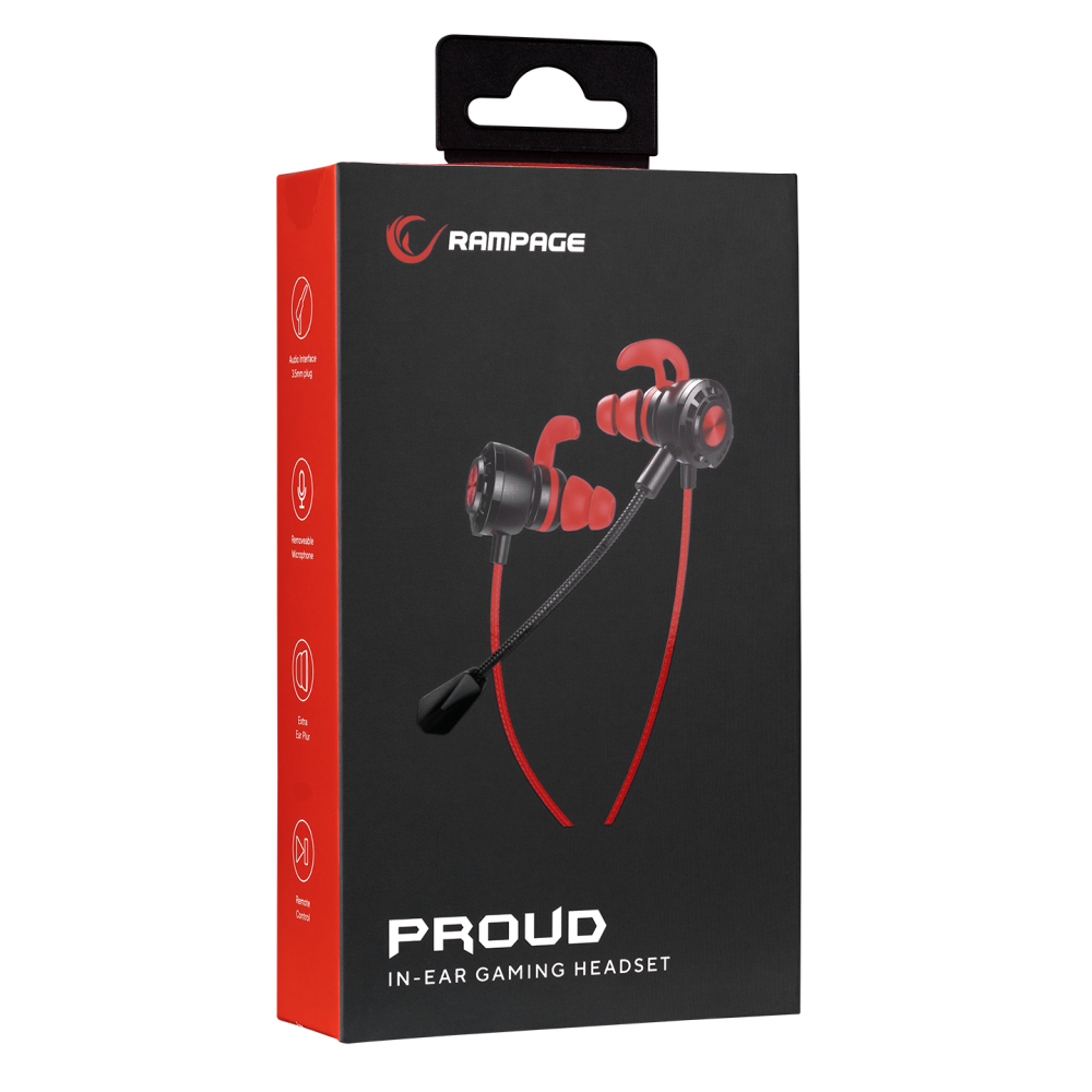 RM-K36 PROUD 3,5mm Gaming Kırmızı Kulak İçi Mikrofonlu Kulaklık - Rampage