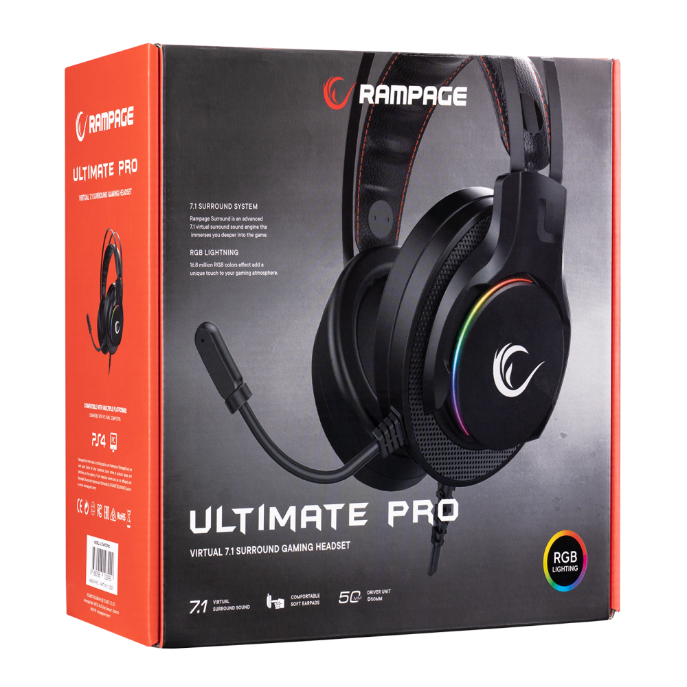 RG-X19 ULTIMATE PRO v2 RGB 7.1 Oyuncu Kulaklığı - Rampage