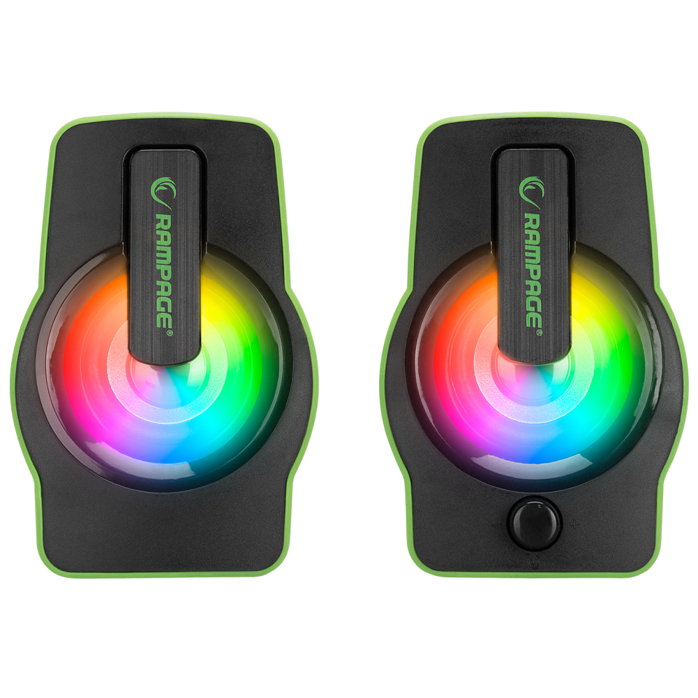 RMS-G7 FALSETTO 2.0 6 Watt RGB Ledli Yeşil Multimedia Gaming USB Speaker - Rampage