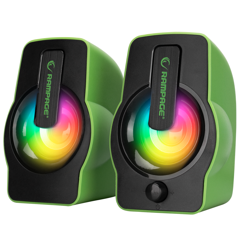 RMS-G7 FALSETTO 2.0 6 Watt RGB Ledli Yeşil Multimedia Gaming USB Speaker - Rampage