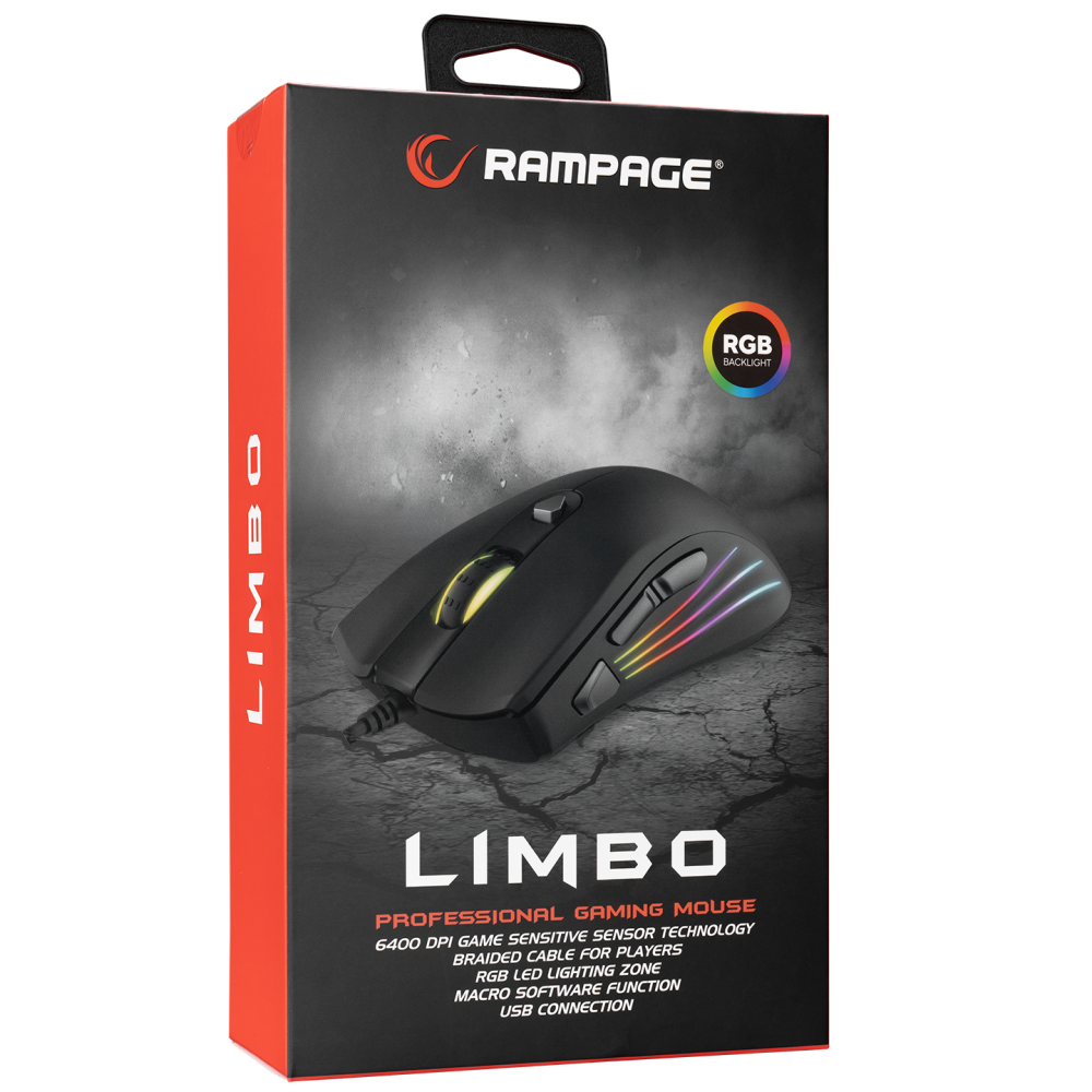 SMX-R33 LIMBO Makrolu Siyah 6400dpi RGB Ledli Gaming Oyuncu Mouse - Rampage