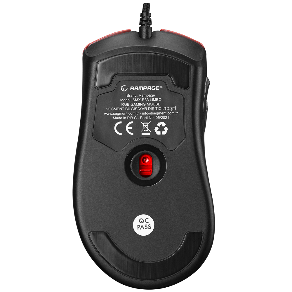 SMX-R33 LIMBO Makrolu Siyah/Kırmızı 6400dpi RGB Ledli Gaming Oyuncu Mouse - Rampage