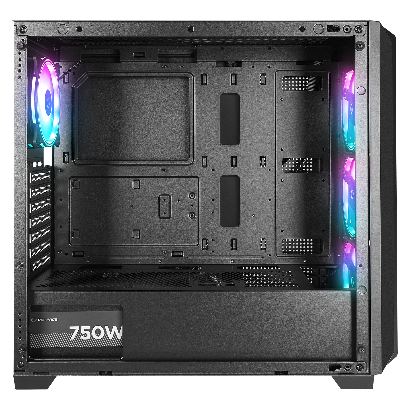 ELYSIAN MESH 750W 80 Plus Bronze Temperli Camlı Mid-T Siyah Oyuncu Kasası - Rampage