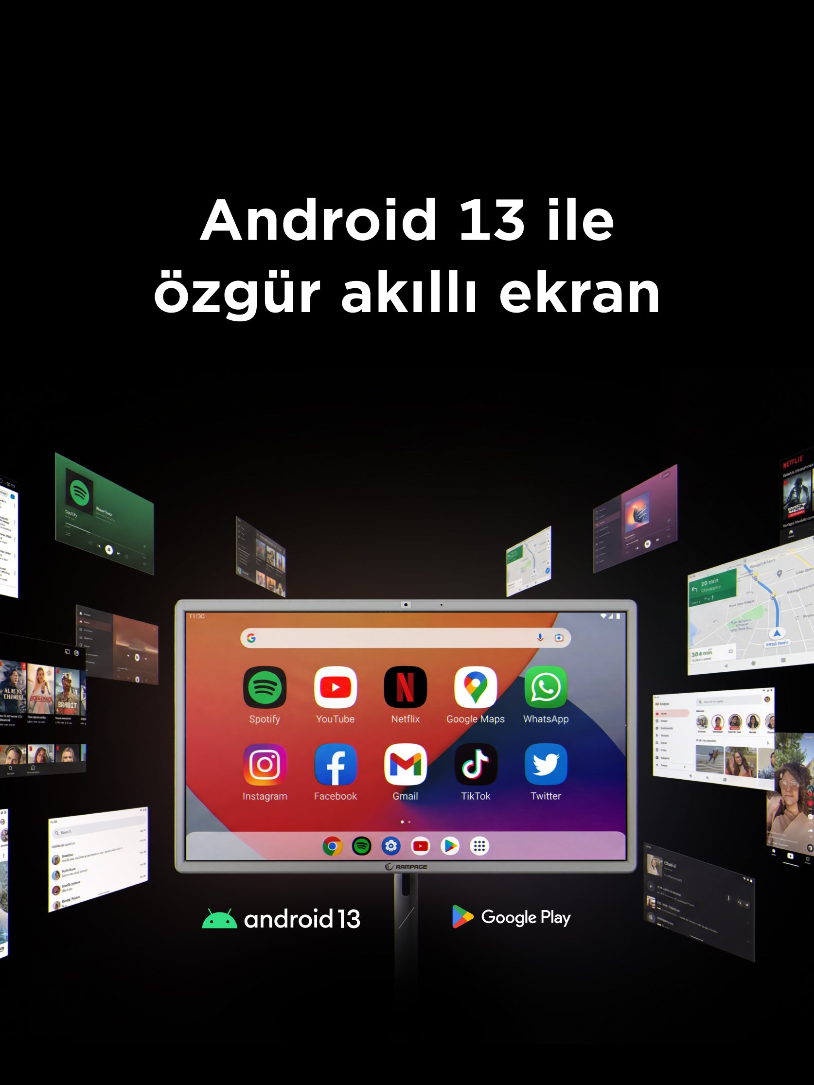 Rampage LD32FH8183MT 32'' 80 Ekran FHD IPS Android 13.0 Dokunmatik Smart Taşınabilir Monitör