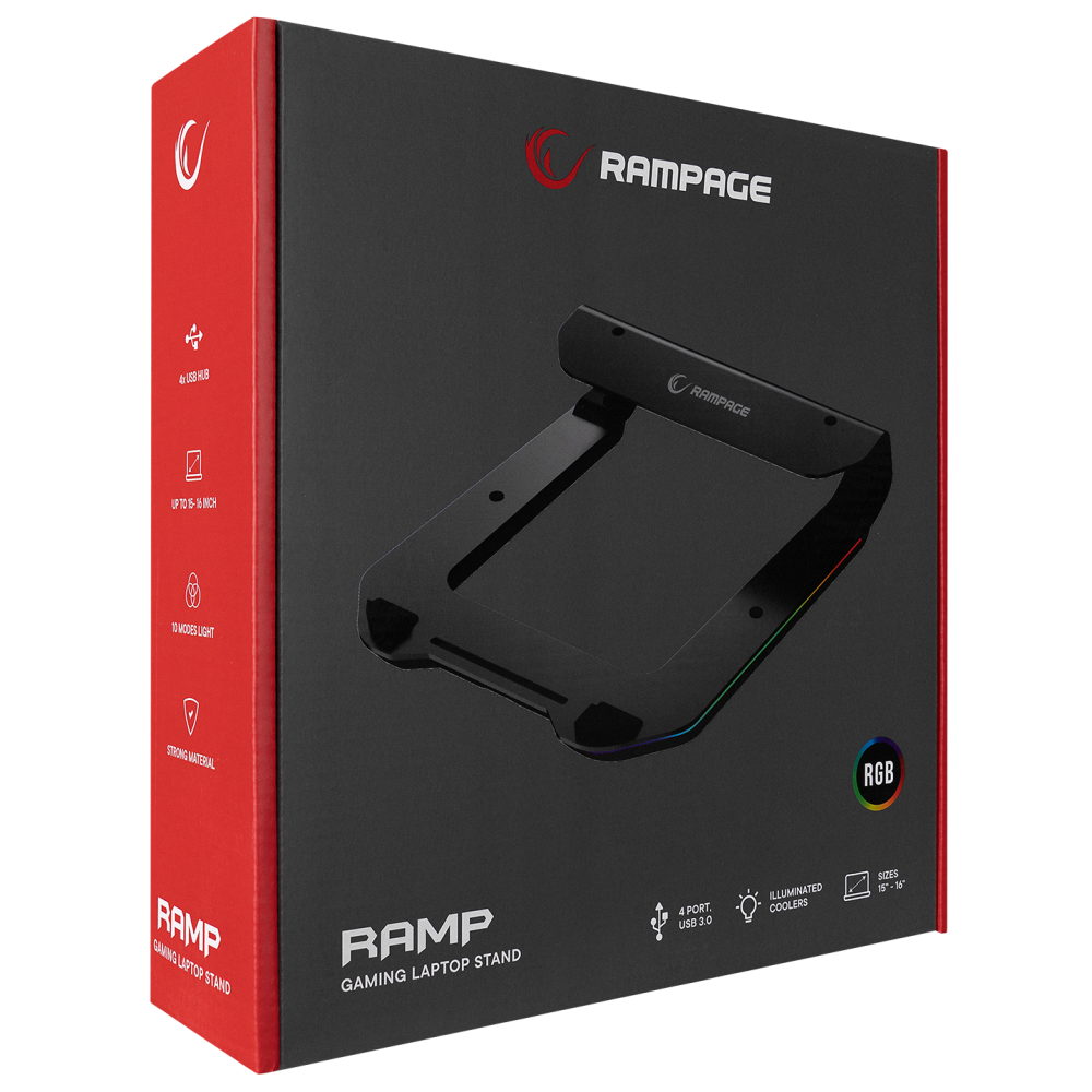 ADS-T6U RAMP 4 Adet USB 3,0 HUB ile RGB Işıklı Alüminyum Dizüstü Bilgisayar Standı - Rampage