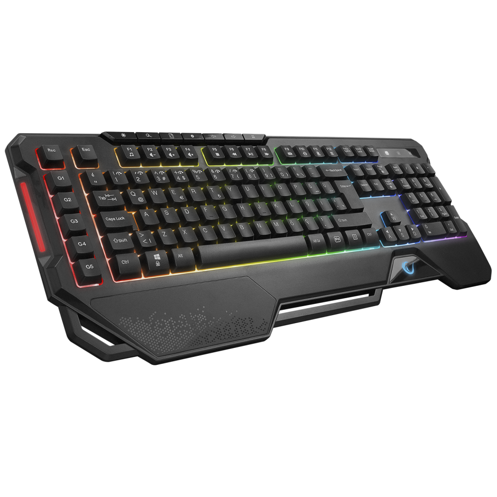 KM-R96 ELEMENTAL Siyah RGB Aydınlatmalı Q Oyuncu Multmedia Klavye ve 7200 dpi Mouse Gaming Set - Rampage