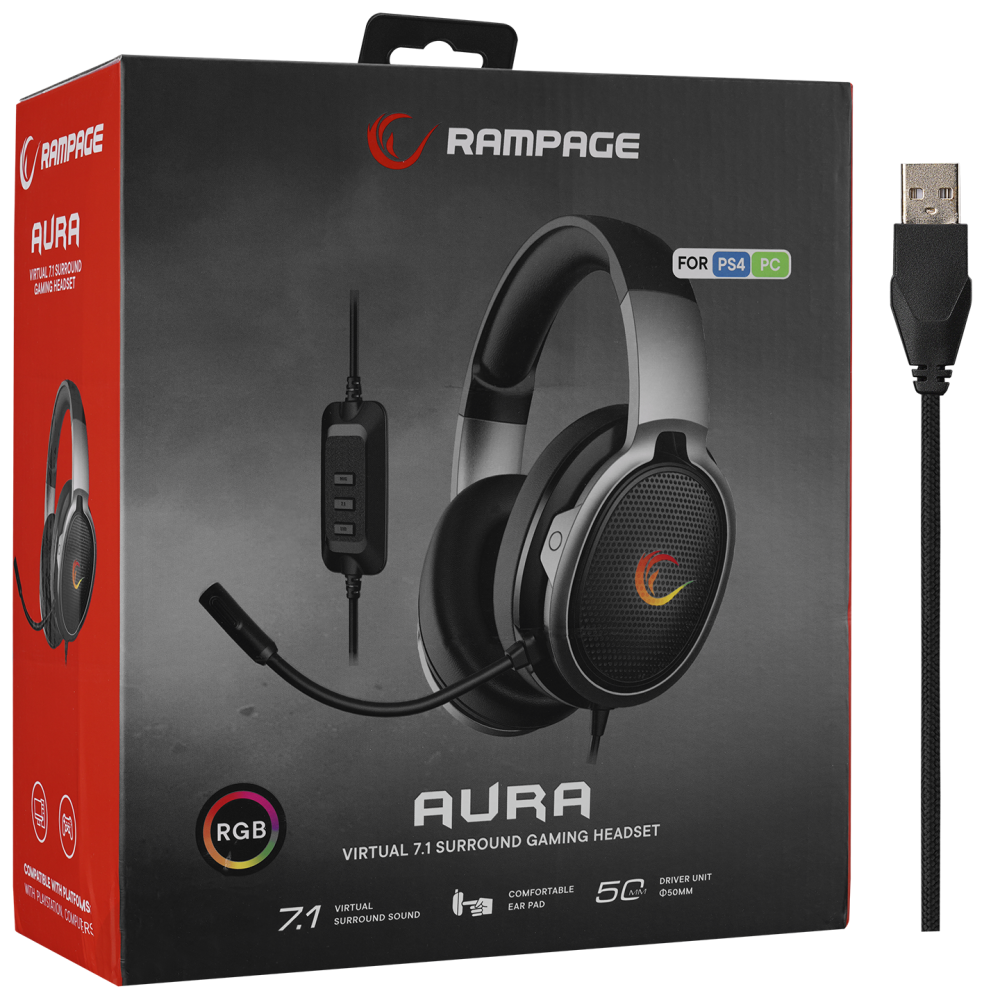 RM-K94 AURA RGB 7.1 Oyuncu Kulaklığı - Rampage