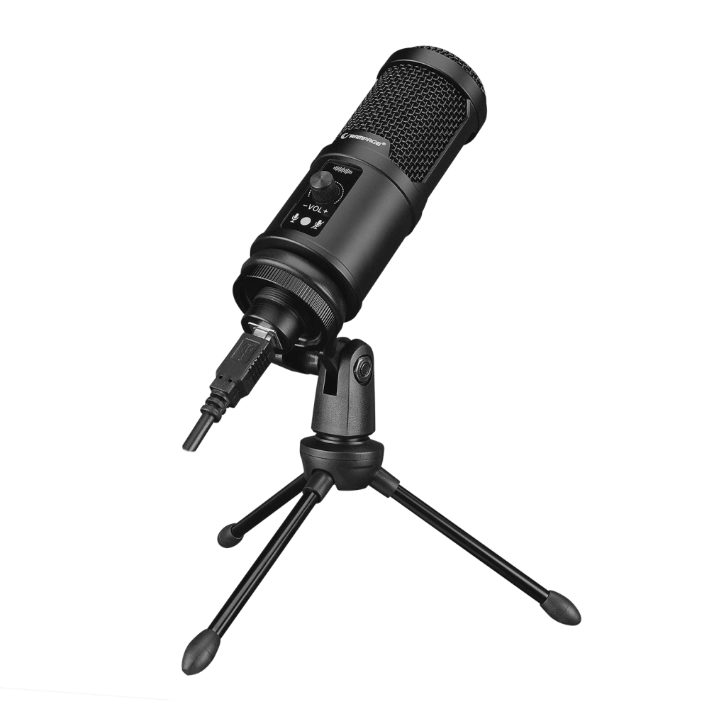 RA-MP65 X-FUSE Sıyah 1.5M USB Kablo Tripodlu Masaüstü Mikrofon - Rampage