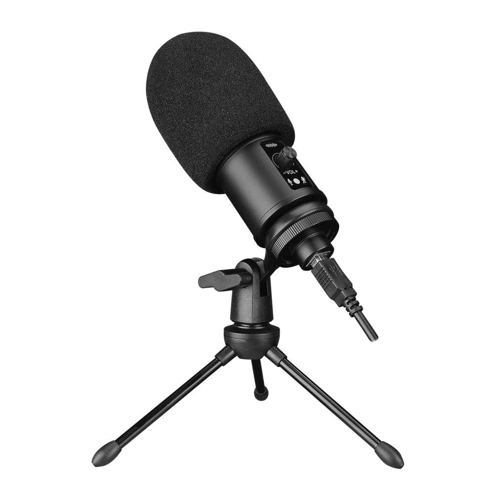 RA-MP65 X-FUSE Sıyah 1.5M USB Kablo Tripodlu Masaüstü Mikrofon - Rampage