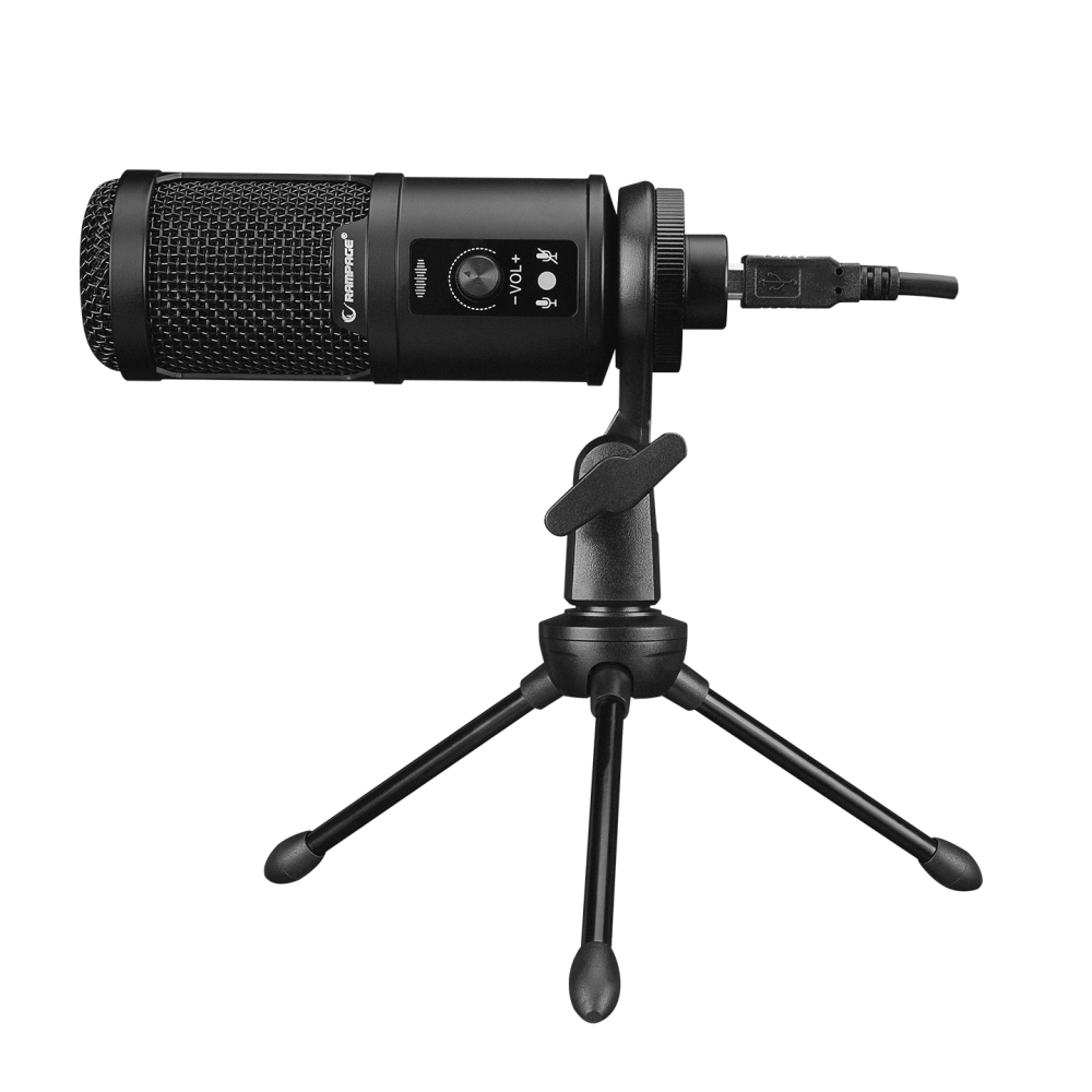 RA-MP65 X-FUSE Sıyah 1.5M USB Kablo Tripodlu Masaüstü Mikrofon - Rampage