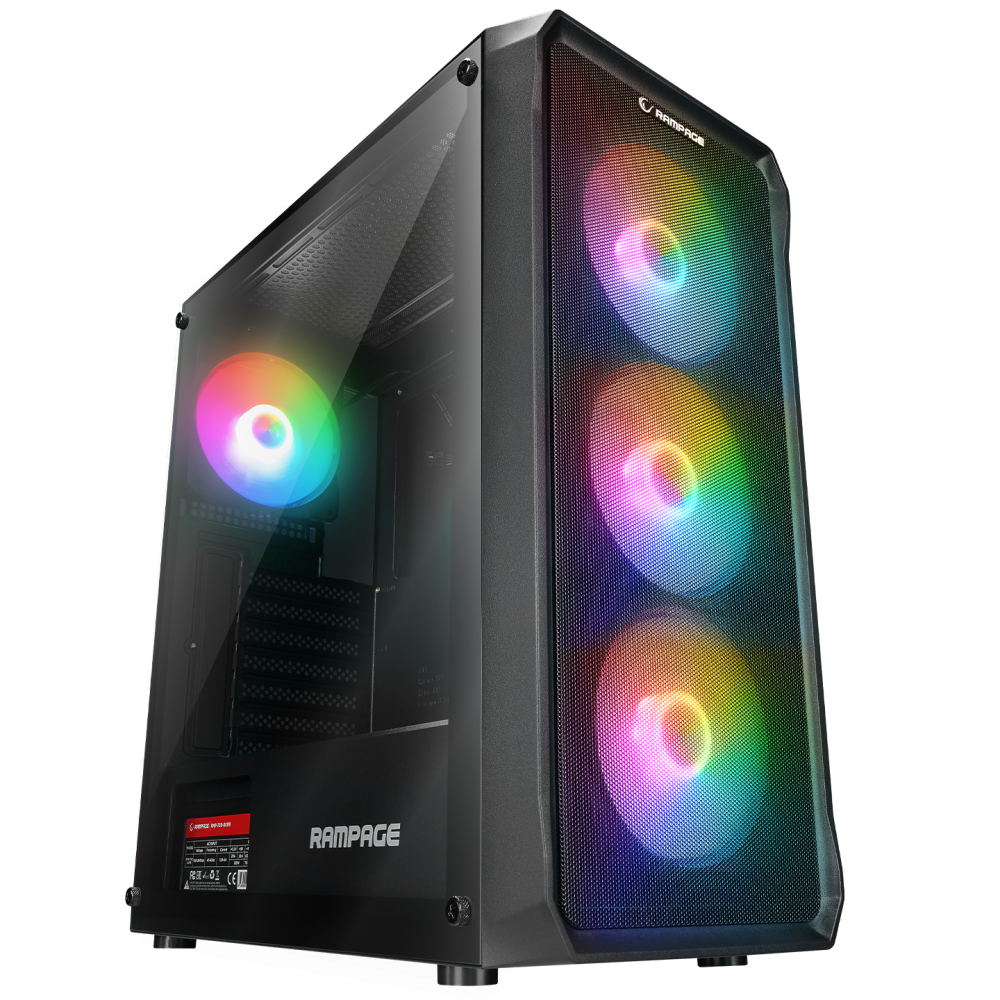 COMPACT 750W 80+ BRONZE Siyah 4*RGB Auto Fan E-ATX Mid-T Gaming Oyuncu Kasası - Rampage