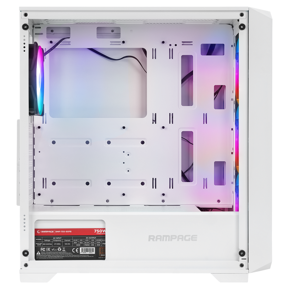 SPEAR 750W 80+ BRONZE Beyaz 4*RGB Auto Fan ATX Mid-T Gaming Oyuncu Kasası - Rampage