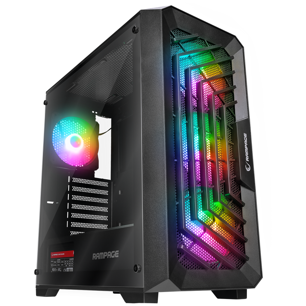 SPEAR 750W 80+ BRONZE Siyah 4*RGB Auto Fan ATX Mid-T Gaming Oyuncu Kasası - Rampage