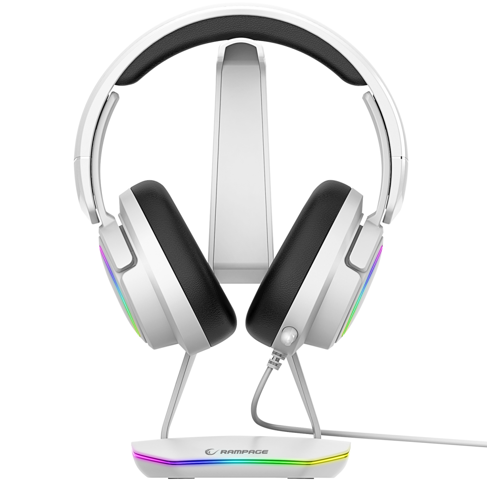TOWER T14 Kulaklık İçin Stand RGB Işıklı 2*Usb Port Beyaz