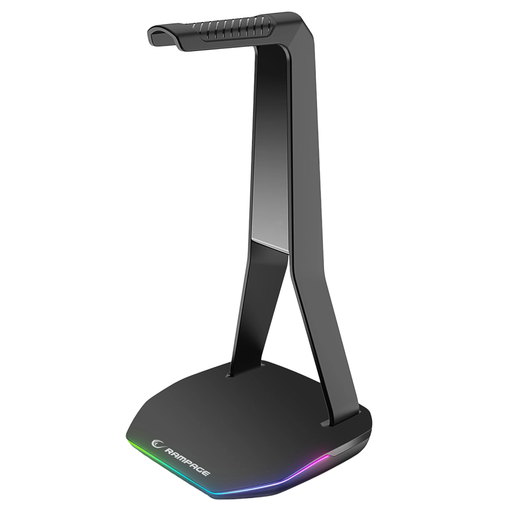 TOWER T14 Kulaklık İçin Stand RGB Işıklı 2*Usb Port Siyah - Rampage
