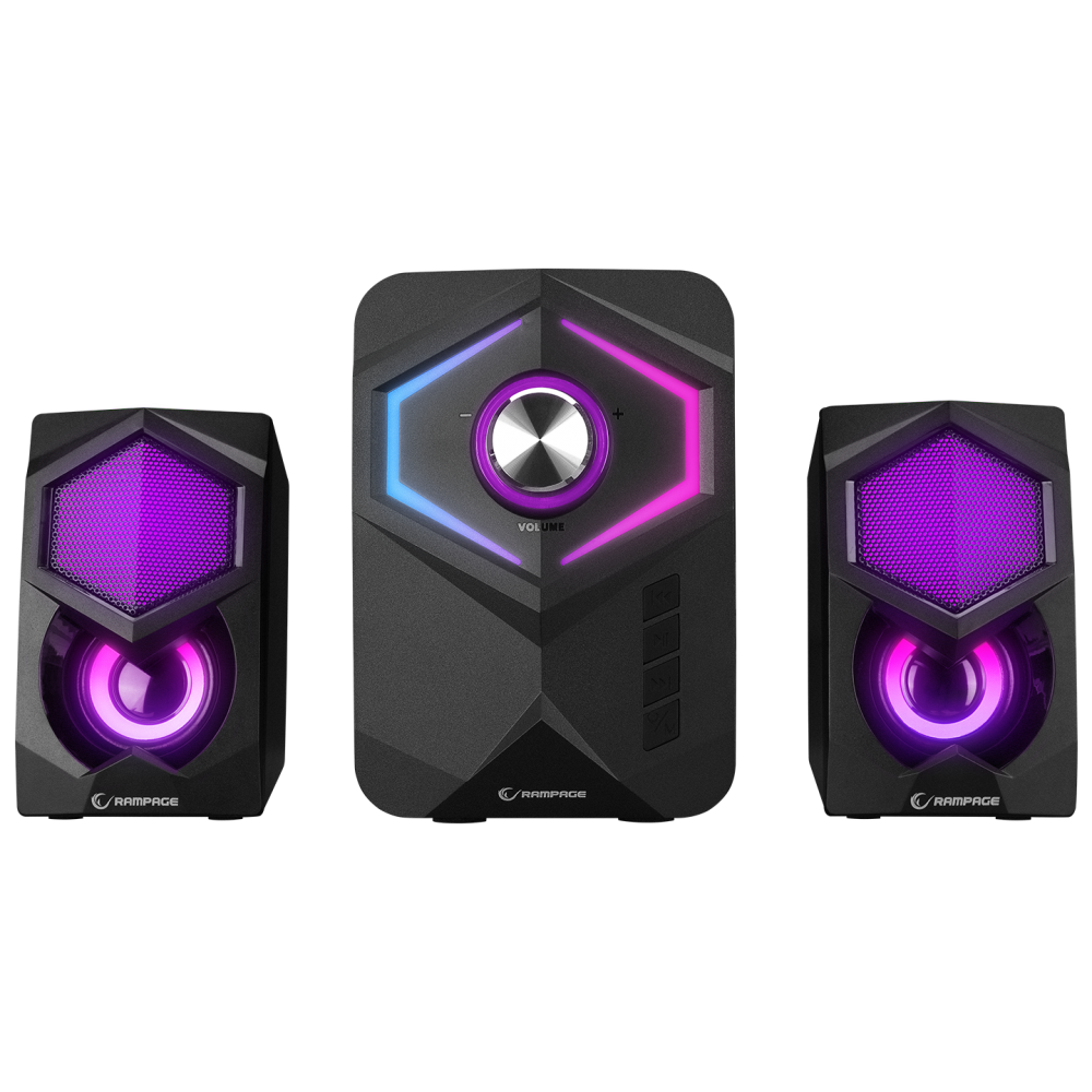 RMS-175BT 2+1 5W*2 Bluetooth+USB-TF-FM Rainbow Aydınlatmalı Gaming Speaker Hoparlör - Rampage