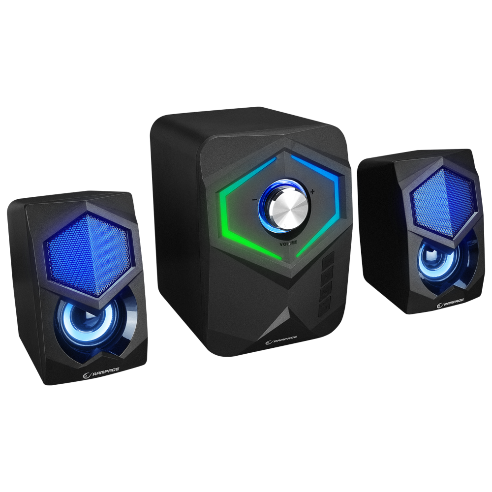 RMS-175BT 2+1 5W*2 Bluetooth+USB-TF-FM Rainbow Aydınlatmalı Gaming Speaker Hoparlör - Rampage